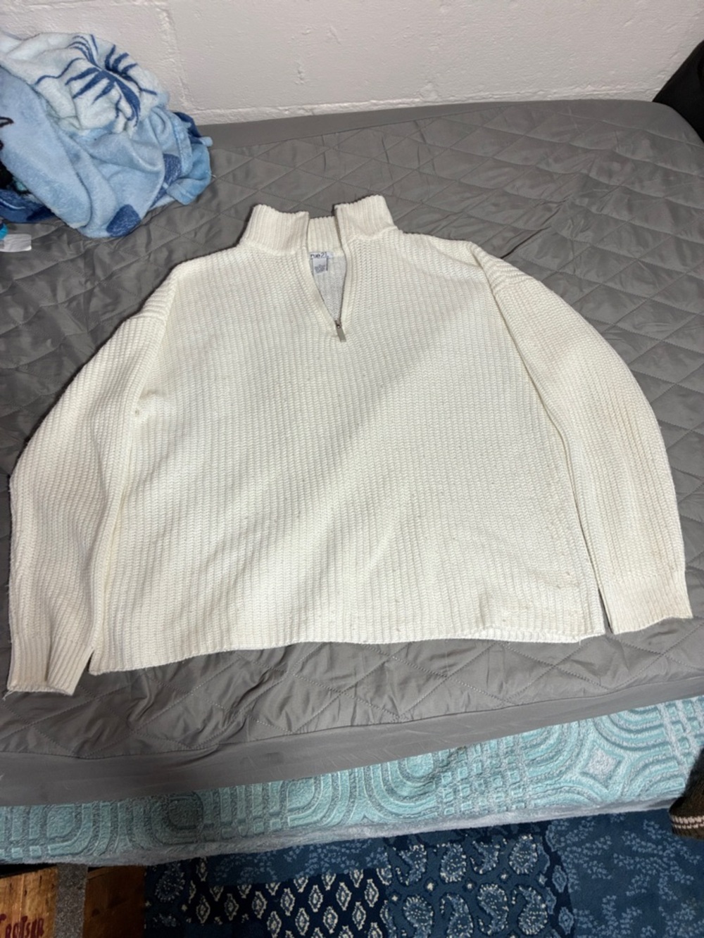 Rue21 Ivory Quarter-Zip Knit Sweater